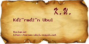 Kármán Ubul névjegykártya